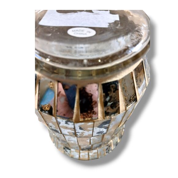 Gold Leaf Reflective Mosaic Glass Vase Mirror Mosaic Silver Glass Moroccan Clay - Picture 5 of 8